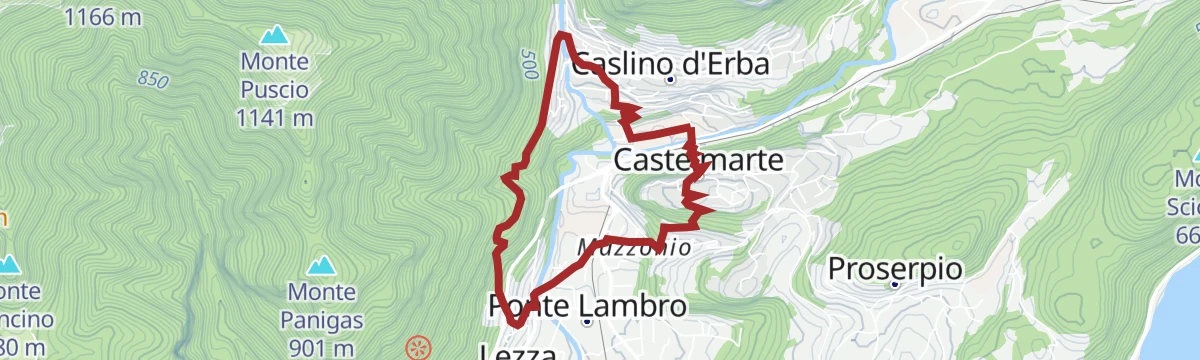 Route map: Caslino sull'acqua